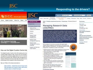 Responding to the drivers?




 How can universities respond to these drivers?
 What is JISC doing to help?
 