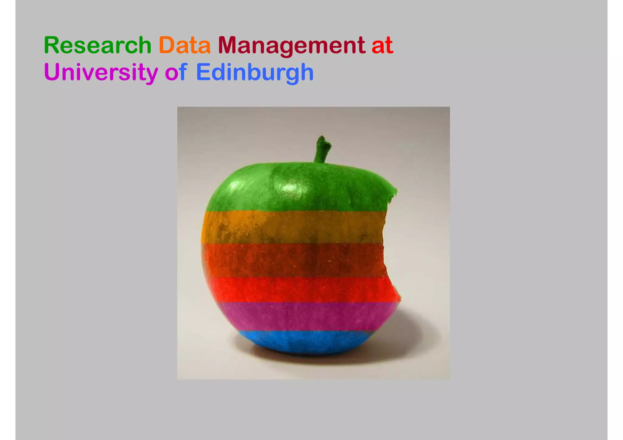 Research Data Management at
University of Edinburgh
 