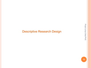 Descriptive Research Design
PoojaLuniya(Asst.Prof)
11
 