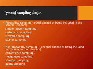 Research Methodology Design Meaning Features Need Sampling Erro