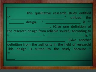 Research Design in Teaching Practical Research 1 and Practical Research ...