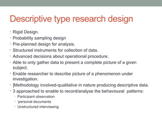 RESEARCH DESIGN in research methodology and | PPTX