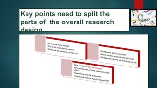 Key points need to split the
parts of the overall research
design
7
 