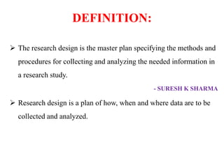 ELEMENTS OF RESEARCH
DESIGN:
 