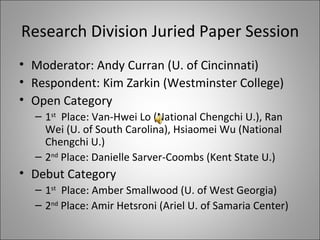 Research Division Juried Paper Session ,[object Object],[object Object],[object Object],[object Object],[object Object],[object Object],[object Object],[object Object]