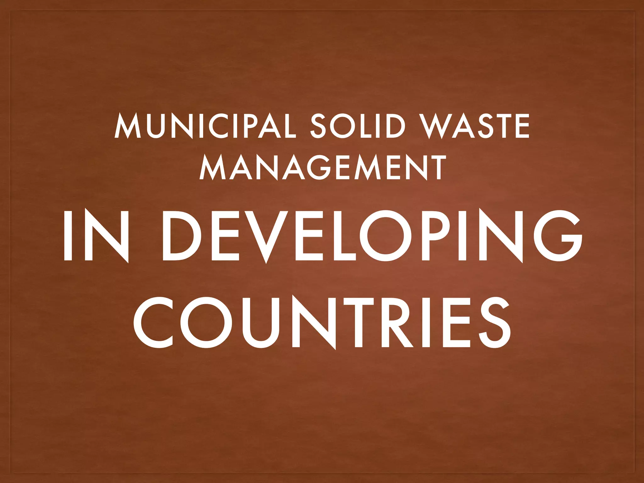 Waste Management in Developing Countries | PDF