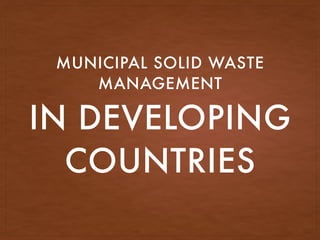 Waste Management in Developing Countries | PDF
