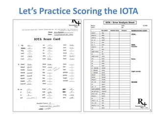 Let’s Practice Scoring the IOTA
 