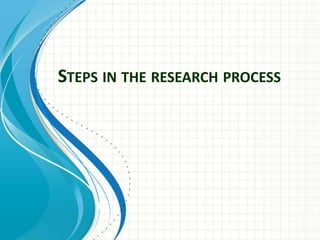 STEPS IN THE RESEARCH PROCESS
 