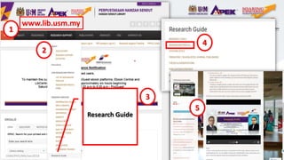 Research Guide
www.lib.usm.my
1
2
3
4
5
USM/PHS/MII/Jan2018
 