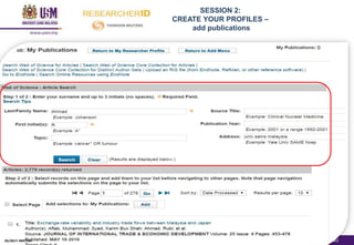 SESSION 2:
CREATE YOUR PROFILES –
add publications
05/2017: BRP/MII
 