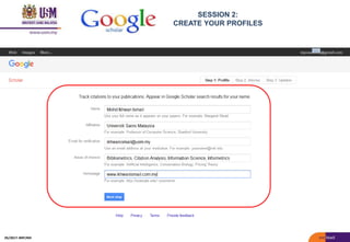 SESSION 2:
CREATE YOUR PROFILES
05/2017: BRP/MII
 