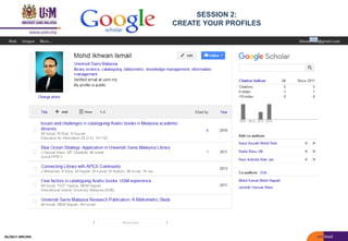 SESSION 2:
CREATE YOUR PROFILES
05/2017: BRP/MII
 