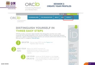 SESSION 2:
CREATE YOUR PROFILES
05/2017: BRP/MII
 