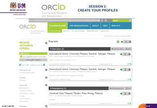 SESSION 2:
CREATE YOUR PROFILES
05/2017: BRP/MII
 