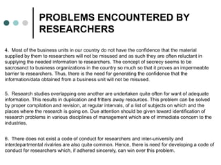 Encountered Problem Research Example Research ethics and problems encountred by reseachers | PPTX