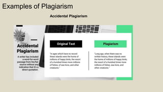 Examples of Plagiarism
Accidental Plagiarism
 