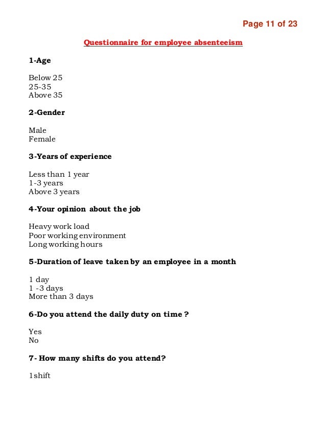 Interview questions on absenteeism pdf image