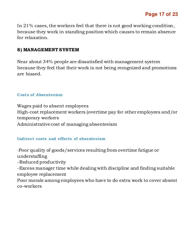 employee absenteeism form