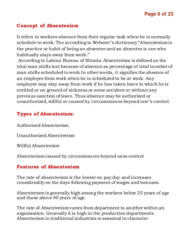 absenteeism report template
