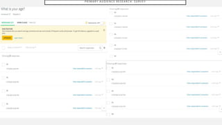 P R I M A R Y A U D I E N C E R E S E A R C H : S U R V E Y
 