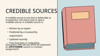 Using Credible Sources Research Fundamentals ELA Education Presentation in Teal and Cream ...