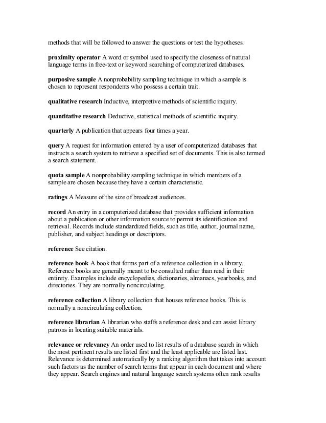 glossary in research paper