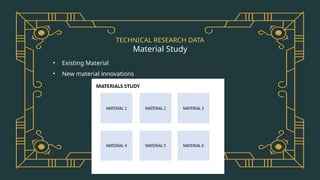 TECHNICAL RESEARCH DATA
Material Study
• Existing Material
• New material innovations
 