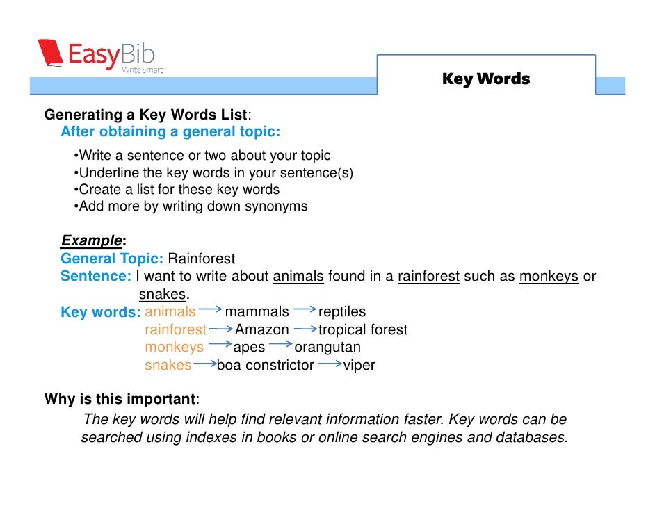 Research Guide Key Words 2 Research Guide Key Words 2
