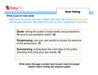 Research guide - note taking - 5