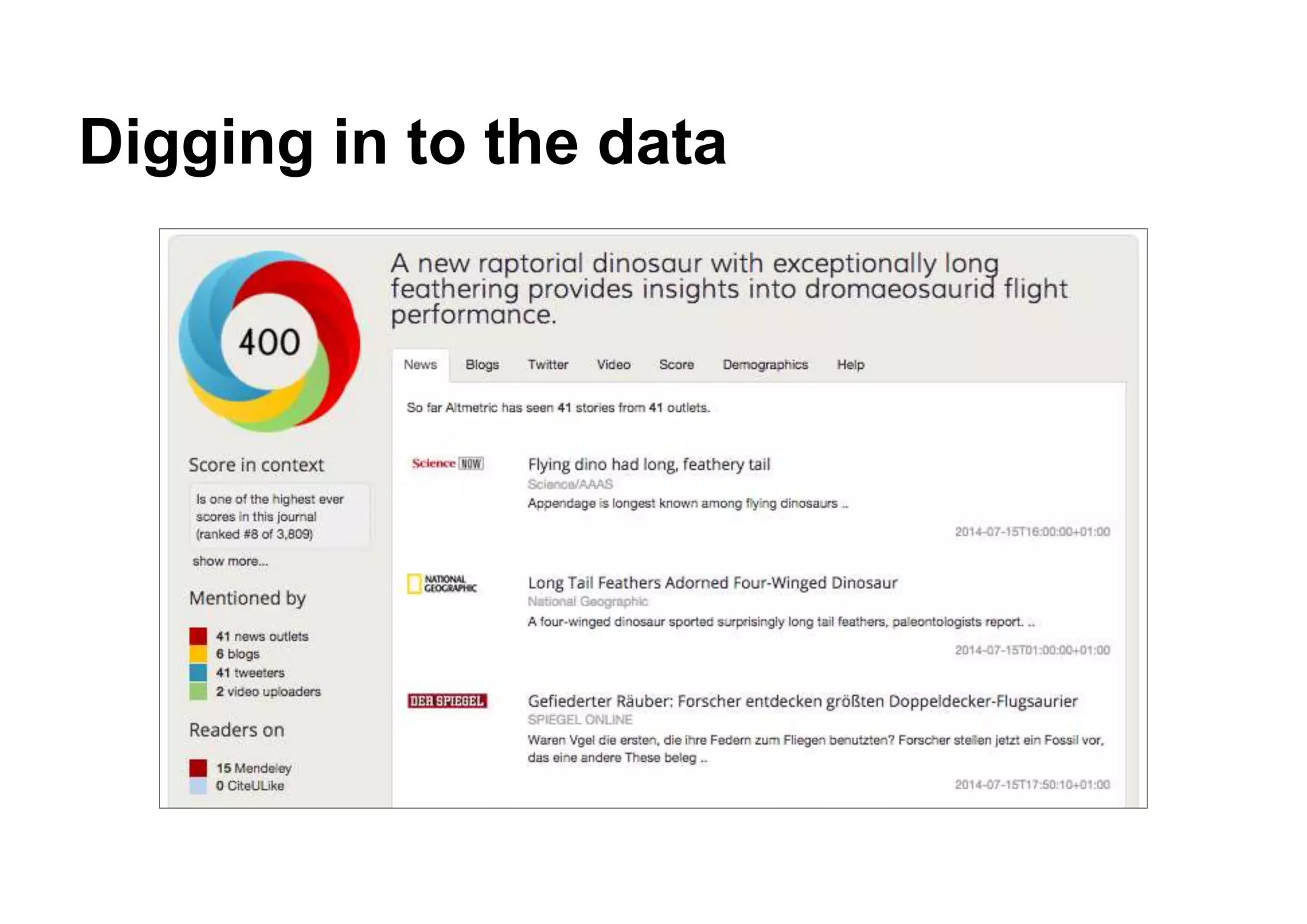 Digging in to the data
 