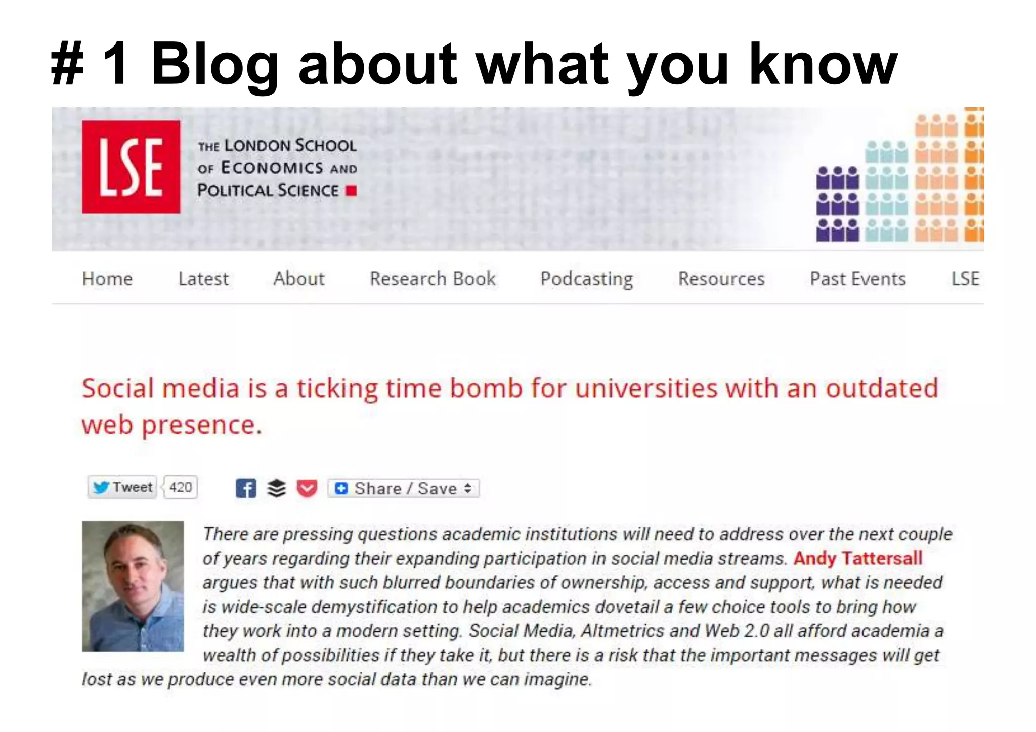 # 1 Blog about what you know
 