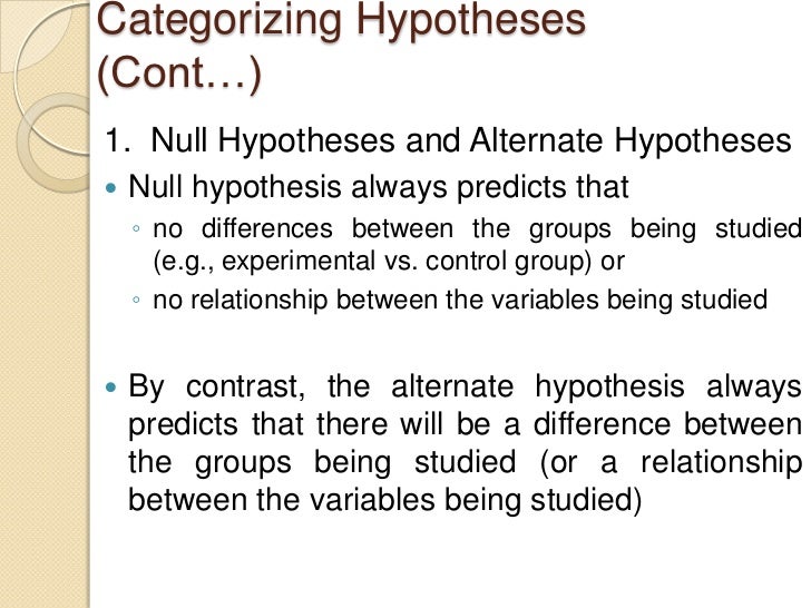 state the null hypothesis in a sentence