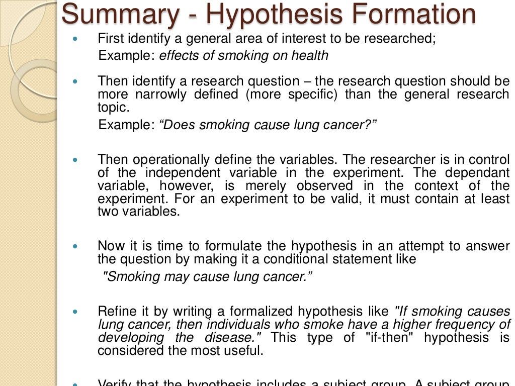 hypothesis examples for smoking