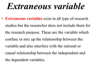 Extraneous Variable Types Research hypothesis....ppt