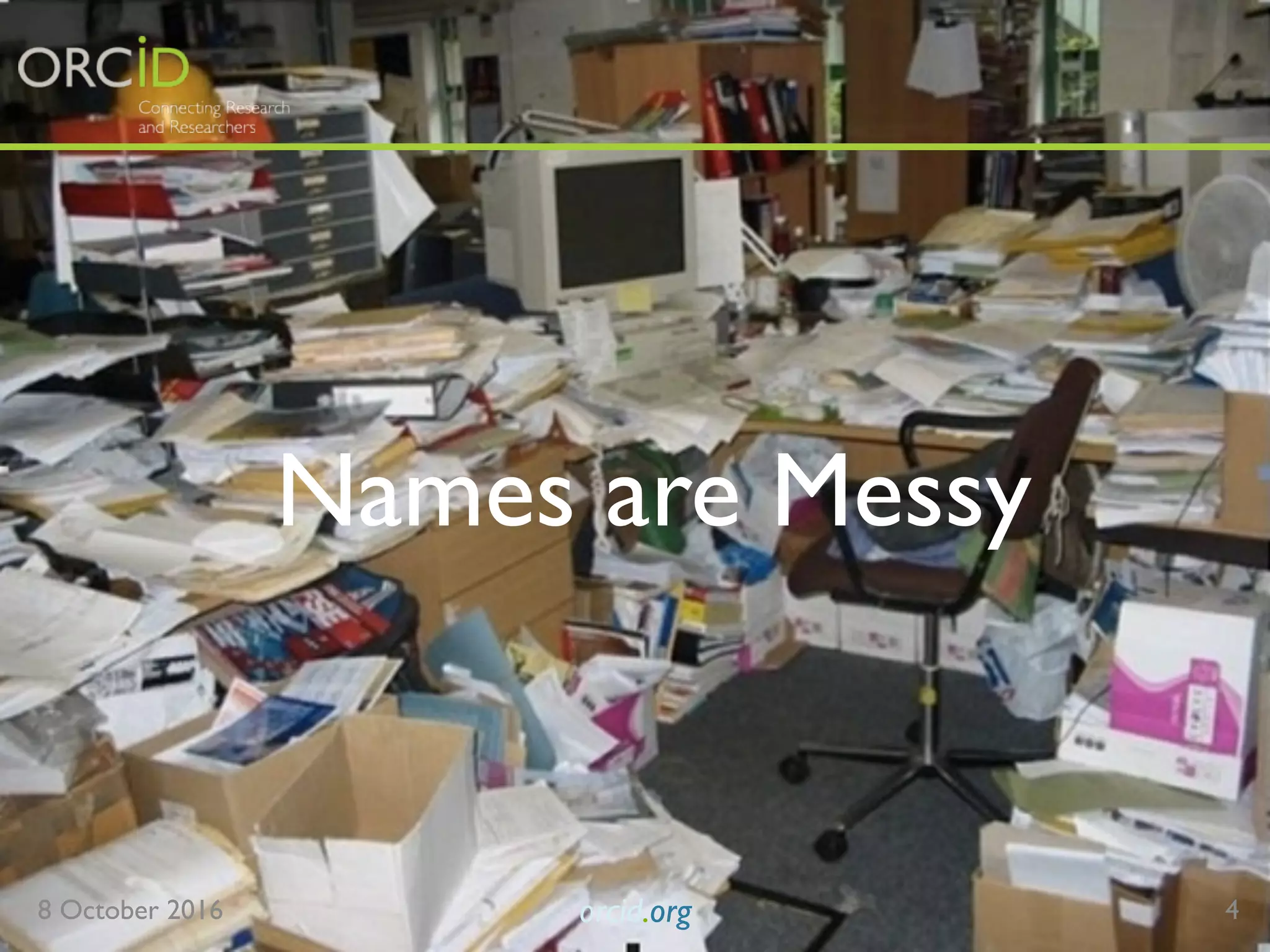 Names are Messy
8 October 2016 orcid.org 4
 