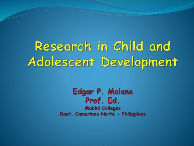 child and adolescent development research paper 2020 in philippines