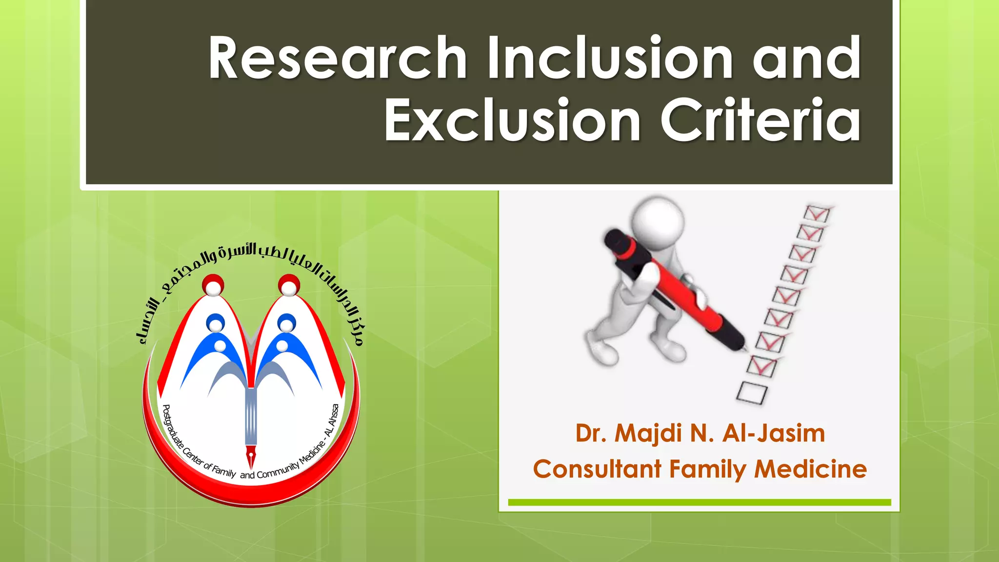 Research inclusion and exclusion criteria DrMajdi | PDF