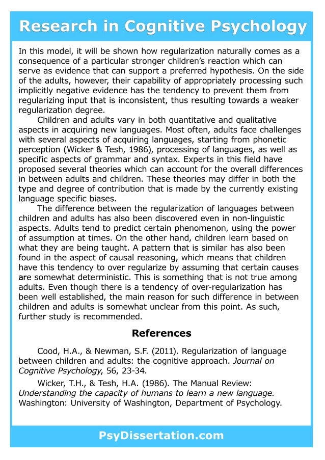 dissertation topics in cognitive psychology