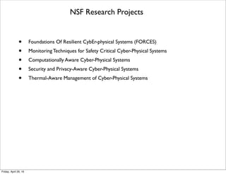 NSF CPS Research Projects
Tuesday, October 18, 16
 