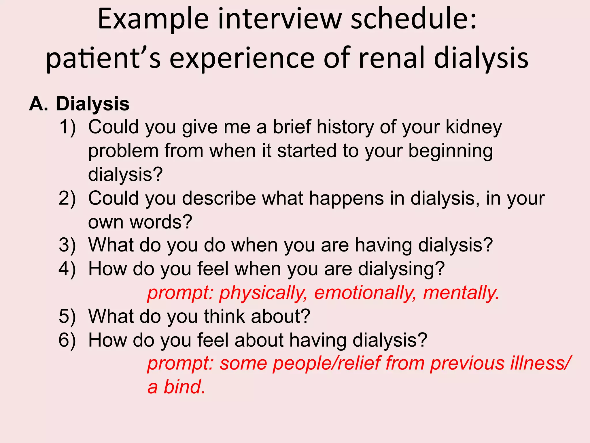 Data	
  collecFon	
  -­‐	
  example	
  
Semi-structured interviews on location in the firms.
Average two hours per interview.
Two or three interviewers. One leading the interview, the
others taking detailed notes.
Initial discussions concerned the company and innovation in
general but gradually moved towards the issue of risk.
Risk was discussed very broadly as related to things like the
firm, the innovation and with regard to both the participant as
well as to the company and business environment.
 