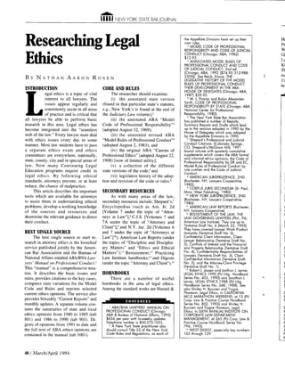 Researching Legal Ethics in New York State Bar Journal