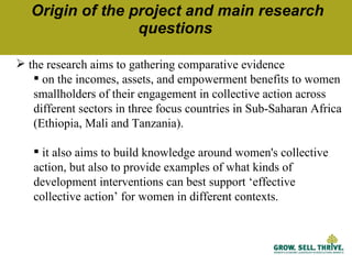 Characteristics of women’s collective action for enabling women's participation in agricultural markets: Preliminary findings from Ethiopia