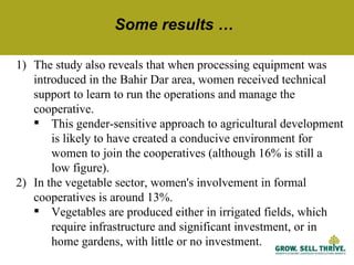 Characteristics of women’s collective action for enabling women's participation in agricultural markets: Preliminary findings from Ethiopia