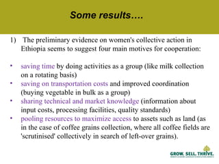 Characteristics of women’s collective action for enabling women's participation in agricultural markets: Preliminary findings from Ethiopia
