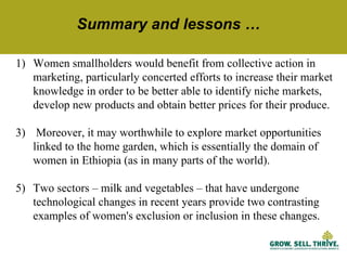 Characteristics of women’s collective action for enabling women's participation in agricultural markets: Preliminary findings from Ethiopia