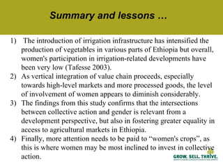 Characteristics of women’s collective action for enabling women's participation in agricultural markets: Preliminary findings from Ethiopia