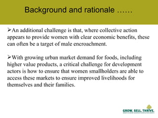 Characteristics of women’s collective action for enabling women's participation in agricultural markets: Preliminary findings from Ethiopia