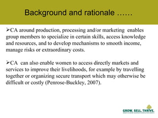 Characteristics of women’s collective action for enabling women's participation in agricultural markets: Preliminary findings from Ethiopia