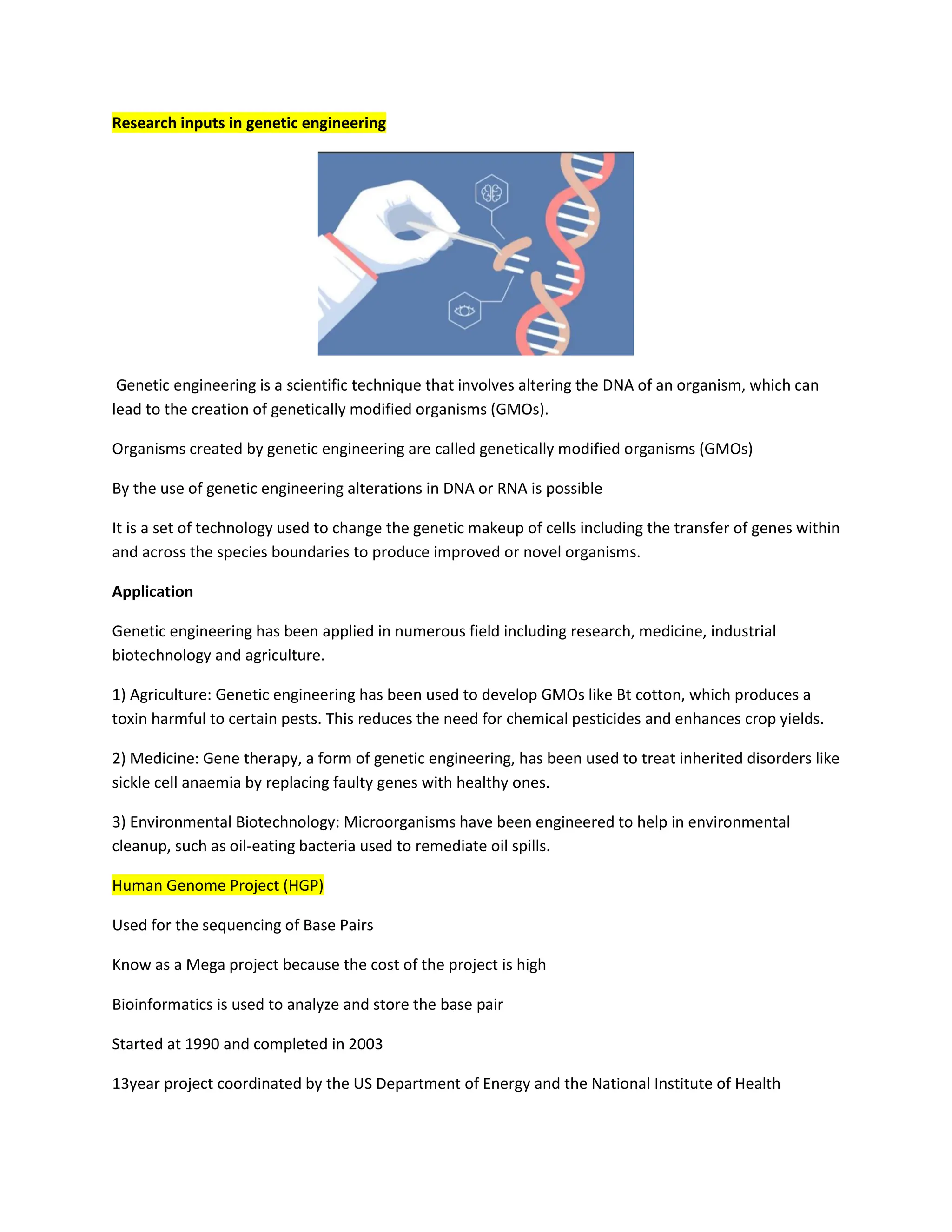 RESEARCH INPUTS IN GENETIC ENGINEERING NATURAL SCIENCE | PDF